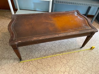 Wooden Coffee Table W Leather Top, Well Worn