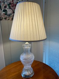 Etched Glass Table Lamp W Goldtone Foot, Shade