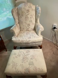 Tapestry Queen Anne Wing Chair & Ottoman