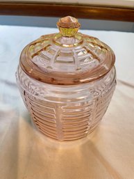 Anchor Hocking Pink Depression Glass Cookie Biscuit Jar 6x8