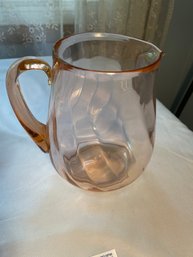 Vintage Pink Swirl Pitcher / Pink Depression Glass  Arcoroc Pitcher Pink Glassware