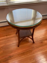 Small Bamboo Glass Top Table