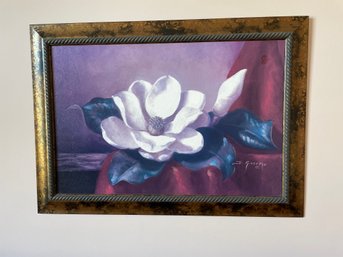 Lg 30x42' Magnolia Framed Print Sophisticated Heavy Frame, Fran DiGiacomo Signed Lower Right