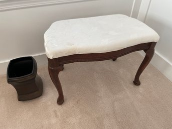 Wood Mahogany Stool With Cushion And Small Tradh Pail