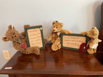 2 Country Lace Boyds Bears Cute Stuffed Bears With Proverbs For Tabletop Display