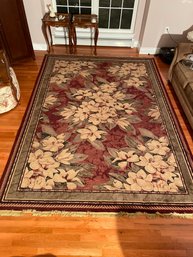 Living Room Rug Floral Burgundy Green Tan