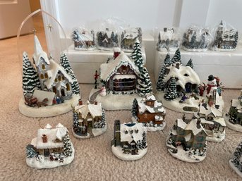 35 Piece HUGE LOT: Bradford Exchange Thomas Kinkade -Painter Of Light -Ceramic Christmas Village Ornaments