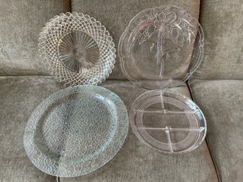 4 Clear  Glass Serving Plates