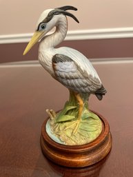 Vintage Blue Heron By Andrea  By Sadek Fine Porcelain Bird Figurine 4 X 6