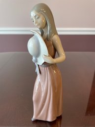 Retired 1997 Lladro Sun Hat Girl Bashful, 5007 Gloss Figurine