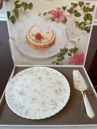 SPRING: Brand New Mikasa Cake Platter And Server Set In Box, B2055 Pastel Garden, Bone China