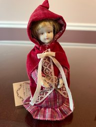 Vintage Kurt S Adler Porcelain Doll Ornament - Red Velvet Cape - 6'