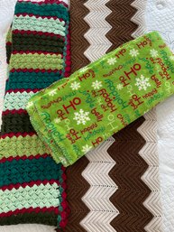 2 Knitted Afghans And 1 Plush Christmas Lap Blankets Throws