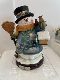 Thomas Kinkade White Christmas Ceramic Snowman 7'