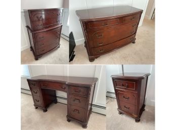 4 Piece Bedroom Set Vintage Midcentury Duncan Phyfe Mahogany Chest Of Drawers,  Dresser , Desk 1 Nightstand