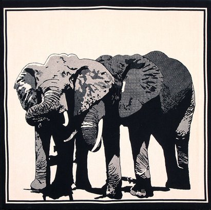 VINTAGE FABRIC WALL HANGING OF ELEPHANTS BY FRANCES BUTLER FOR STROMMA, SWEDEN, CIRCA 1970