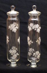 VINTAGE PAIR OF DECORATIVE GLASS APOTHECARY-STYLE STORAGE JARS, CIRCA 1950s - 1960s