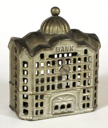 ANTIQUE CAST IRON STILL BANK IN THE FORM OF A BANK BUILDING