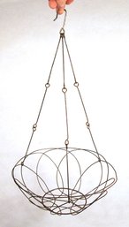 SCARCE ANTIQUE WIRE HANGING BASKET, 19TH - EARLY 20TH CENTURY