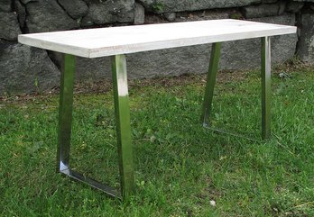 MINIMALIST/RUSTIC BENCH OR LOW TABLE WITH DISTRESSED PLANK TOP