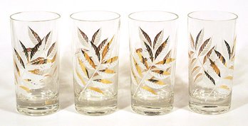 FOUR VINTAGE 'BLACK ASH' TUMBLERS/HIGHBALL GLASSES, MID 20TH CENTURY