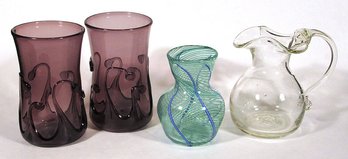 FOUR PIECES OF VINTAGE STUDIO ART GLASS, INCLUDING BRUCE COBB