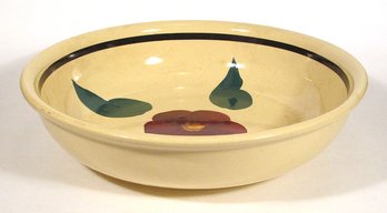 VINTAGE LARGE SPAGHETTI SERVING BOWL IN THE RIO ROSE PATTERN BY WATT POTTERY, CIRCA 1950s