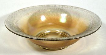 LARGE VINTAGE IRIDESCENT STRETCH GLASS BOWL BY JEANNETTE, CIRCA 1920s