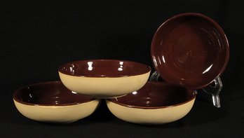 FOUR VINTAGE OVEN WARE BOWLS BY WATT POTTERY, CIRCA 1950s - 1960s