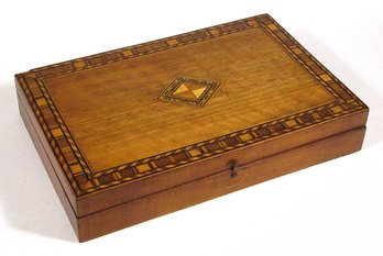 ANTIQUE PARQUETRY INLAID BOX, AMERICAN, 1870s - 1880s