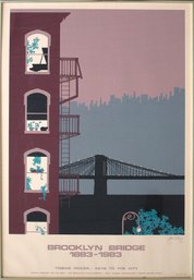 JAN V. ROY (AMERICAN, BORN 1948): 'BROOKLYN BRIDGE 1883 - 1983,' SIGNED SILKSCREEN