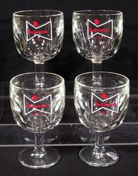 SET OF EIGHT LARGE VINTAGE BUDWEISER BEER ADVERTISING GOBLETS, CIRCA 1960s