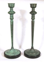 PAIR OF VINTAGE BRONZE TABLE LAMPS/CANDLESTICKS BY FREDERICK COOPER, MID 20TH CENTURY