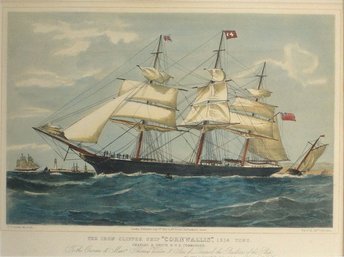 THOMAS DUTTON (BRITISH, CA. 1819 - 1891): 'THE IRON SHIP CORNWALLIS,' HAND-COLORED LITHOGRAPH, 1862