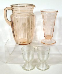 FOUR PIECES OF DEPRESSION GLASS, 1920s - 1930s