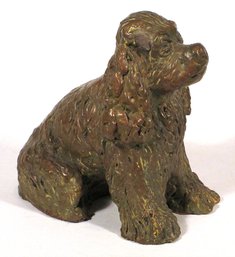 VINTAGE HANDMADE POTTERY SCULPTURE OF A SEATED COCKER SPANIEL, EARLY-TO-MID 20TH CENTURY