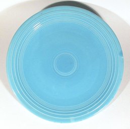 TWO LARGE VINTAGE FIESTA WARE CHOP PLATES, TURQUOISE AND YELLOW, CIRCA 1936 - 1951