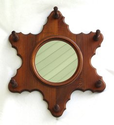 VICTORIAN WALNUT HANGING PEG RACK WITH MIRROR, 19TH CENTURY