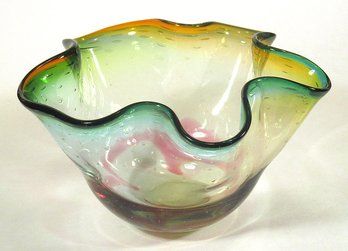 ADAM JABLONSKI HAND-BLOWN STUDIO GLASS BOWL, POLAND, 20TH - EARLY 21ST CENTURY