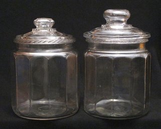 TWO ANTIQUE GLASS COUNTERTOP TOBACCO/DISPLAY JARS, EARLY 20TH CENTURY