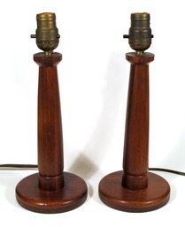 VINTAGE PAIR OF HANDMADE LAMINATED WOOD FOLK ART LAMPS, EARLY 20TH CENTURY