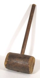 LARGE PRIMITIVE ANTIQUE WOODEN MALLET, 19TH CENTURY