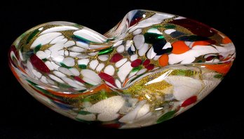 VINTAGE MURANO MULTICOLORED BLOWN GLASS BOWL, 1950s - 1960s