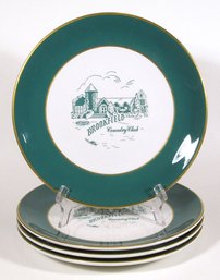 FOUR VINTAGE DINNER PLATES FROM BROOKFIELD COUNTRY CLUB, CLARENCE, NEW YORK, MADE BY MAYER CHINA, 1969
