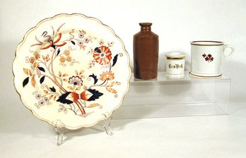 FOUR ANTIQUE CERAMICS, INCLUDING AN INK BOTTLE AND OTHER ITEMS, 19TH - EARLY 20TH CENTURY