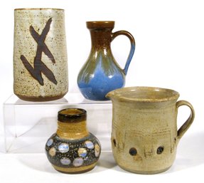 FOUR PIECES OF VINTAGE AMERICAN STUDIO POTTERY, MID-TO-LATE 20TH CENTURY