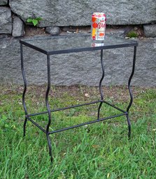 VINTAGE IRON AND GLASS SIDE TABLE, MID 20TH CENTURY