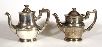TWO VINTAGE HOTEL SILVERPLATE TEAPOTS, INCLUDING UNIVERSITY CLUB AND HOTEL SINTON, EARLY 20TH CENTURY