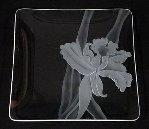 VINTAGE DOROTHY THORPE ETCHED GLASS SERVING TRAY OR BOWL, CIRCA 1940s - 1950s