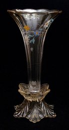 SCARCE ENAMELED EAPG VASE IN THE 10614 (AKA GAINSBORO) PATTERN BY U.S. GLASS CO., CIRCA 1896